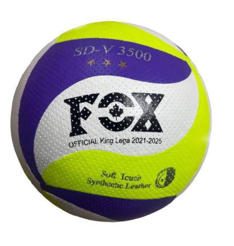 توپ والیبال FOX با رویه PVC مقاوم با رنگ فسفری و بنفش