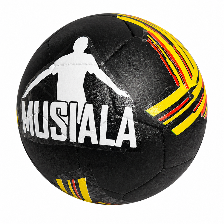 Germany football team size 4 asphalt soccer ball in black with yellow and red graphic details